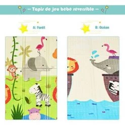 COSTWAY Tapis De Jeu Pour Bébé Pliable 200x180x1,4CM Avec Image Licorne Et Poney En Mousse XPE Non Toxique Antidérapant Double Face 8 COSTWAY Tapis De Jeu Pour Bébé Pliable 200x180x1,4CM Avec Image Licorne Et Poney En Mousse XPE Non Toxique Antidérapant Double Face -Tapis et paillasson Soldes 27973412 4