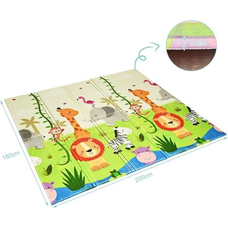 COSTWAY Tapis De Jeu Pour Bébé Pliable 200x180x1,4CM Avec Image Licorne Et Poney En Mousse XPE Non Toxique Antidérapant Double Face 5 COSTWAY Tapis De Jeu Pour Bébé Pliable 200x180x1,4CM Avec Image Licorne Et Poney En Mousse XPE Non Toxique Antidérapant Double Face – Image 5