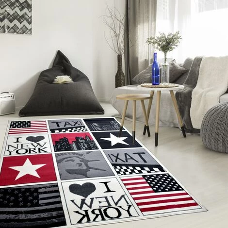 UNAMOURDETAPIS Tapis Enfant 60x110 Cm Rectangulaire BC NEW YORK USA Noir Chambre Adapté Au Chauffage Par Le Sol - Noir 1 UNAMOURDETAPIS Tapis Enfant 60x110 Cm Rectangulaire BC NEW YORK USA Noir Chambre Adapté Au Chauffage Par Le Sol - Noir