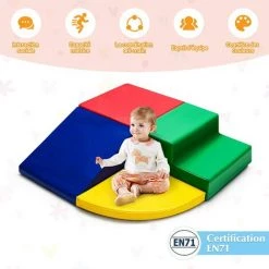 COSTWAY 4 Pièces Module En Mousse Pour Tout-Petits Antidérapant Modules De Motricité Jeu Educatif Idéal Pour Grimper Glisser Ramper -Tapis et paillasson Soldes 28158987 3