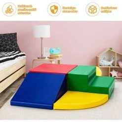 COSTWAY 4 Pièces Module En Mousse Pour Tout-Petits Antidérapant Modules De Motricité Jeu Educatif Idéal Pour Grimper Glisser Ramper -Tapis et paillasson Soldes 28158987 4