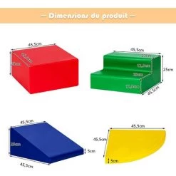 COSTWAY 4 Pièces Module En Mousse Pour Tout-Petits Antidérapant Modules De Motricité Jeu Educatif Idéal Pour Grimper Glisser Ramper -Tapis et paillasson Soldes 28158987 5