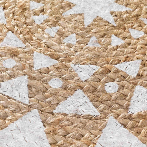 HOMEMAISON Tapis Rond En Jute Imprimé Blanc Ø 90 X 90 Cm - Blanc 2 HOMEMAISON Tapis Rond En Jute Imprimé Blanc Ø 90 X 90 Cm - Blanc – Image 2