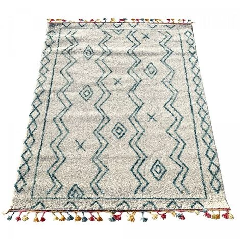 JADOREL Tapis Berbère Style 60x110 Cm Rectangulaire MADIDA Bleu Entrée Adapté Au Chauffage Par Le Sol - Bleu 3 JADOREL Tapis Berbère Style 60x110 Cm Rectangulaire MADIDA Bleu Entrée Adapté Au Chauffage Par Le Sol - Bleu – Image 3