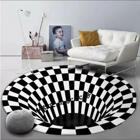 HAPPYSHOPPING Tapis Circulaire De Sol De Tapis De Vision Stereo En Spirale Noir Et Blanc, Vision 7100 * 100 - Vision 7100 * 100 1 HAPPYSHOPPING Tapis Circulaire De Sol De Tapis De Vision Stereo En Spirale Noir Et Blanc, Vision 7100 * 100 - Vision 7100 * 100