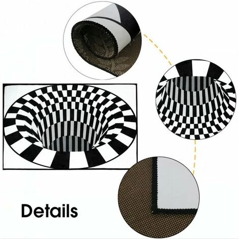 HAPPYSHOPPING Tapis Circulaire De Sol De Tapis De Vision Stereo En Spirale Noir Et Blanc, Vision 7100 * 100 - Vision 7100 * 100 5 HAPPYSHOPPING Tapis Circulaire De Sol De Tapis De Vision Stereo En Spirale Noir Et Blanc, Vision 7100 * 100 - Vision 7100 * 100 – Image 5