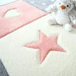 DÉCOWEB Tapis Enfant Fille - Étoile Et Cœur - Rose Pastel Gris Crème - 120 X 170 Cm 8 DÉCOWEB Tapis Enfant Fille - Étoile Et Cœur - Rose Pastel Gris Crème - 120 X 170 Cm -Tapis et paillasson Soldes 28739326 4