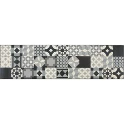 DELADECO Tapis Design Pour Cuisine Carreaux De Ciment Rectangle Mallaig Multicolore 50x120 - Multicolore