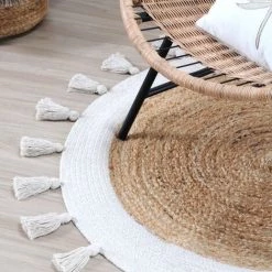 HOMEMAISON Tapis En Jute Et Coton Maldives Jute Diam 90 Cm - Jute
