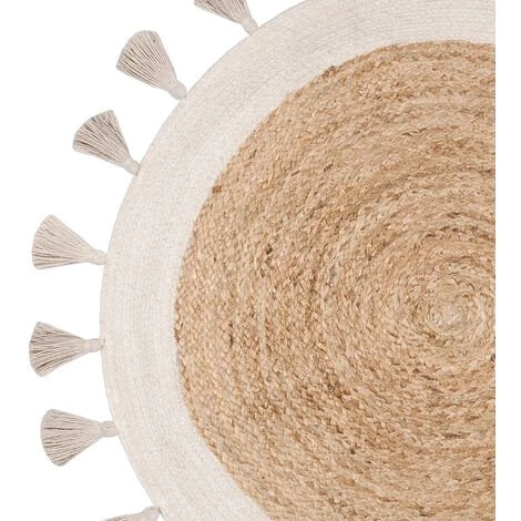 HOMEMAISON Tapis En Jute Et Coton Maldives Jute Diam 90 Cm - Jute 3 HOMEMAISON Tapis En Jute Et Coton Maldives Jute Diam 90 Cm - Jute – Image 3
