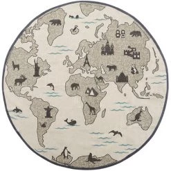 BELIANI Tapis En Tissu Gris 120x120cm - Gris