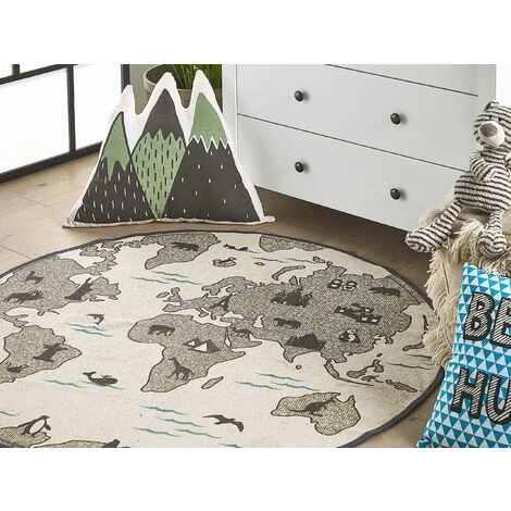 BELIANI Tapis En Tissu Gris 120x120cm - Gris 2 BELIANI Tapis En Tissu Gris 120x120cm - Gris – Image 2