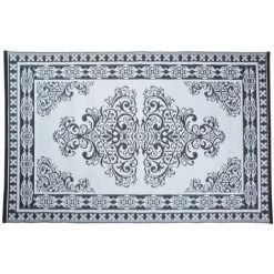 ESSCHERT DESIGN Tapis D'extérieur Rectangulaire Réversible Motif Perse Noir/blanc - 186 X 119 Cm - Noir
