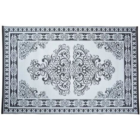ESSCHERT DESIGN Tapis D'extérieur Rectangulaire Réversible Motif Perse Noir/blanc - 186 X 119 Cm - Noir 1 ESSCHERT DESIGN Tapis D'extérieur Rectangulaire Réversible Motif Perse Noir/blanc - 186 X 119 Cm - Noir