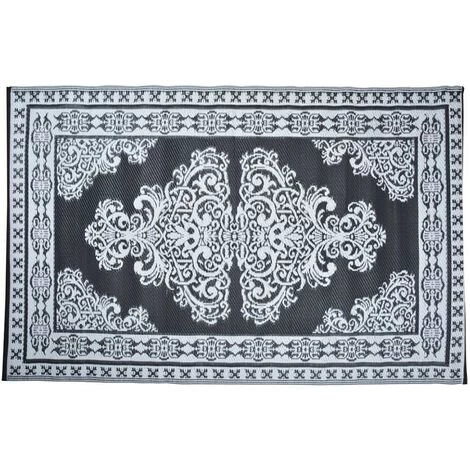 ESSCHERT DESIGN Tapis D'extérieur Rectangulaire Réversible Motif Perse Noir/blanc - 186 X 119 Cm - Noir 2 ESSCHERT DESIGN Tapis D'extérieur Rectangulaire Réversible Motif Perse Noir/blanc - 186 X 119 Cm - Noir – Image 2
