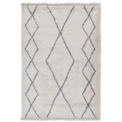 DELADECO Tapis Crème Ethnique De Salon Berbère Shaggy Cobh Crème 60x120 - Crème