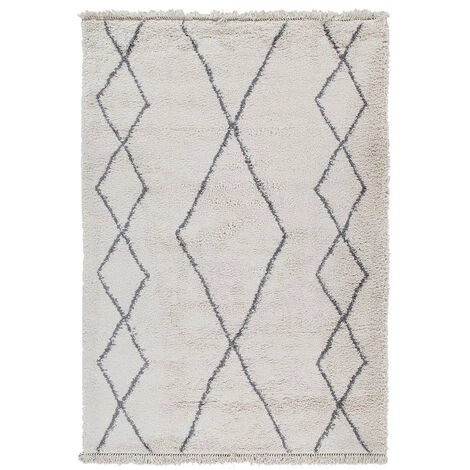 DELADECO Tapis Crème Ethnique De Salon Berbère Shaggy Cobh Crème 60x120 - Crème 1 DELADECO Tapis Crème Ethnique De Salon Berbère Shaggy Cobh Crème 60x120 - Crème