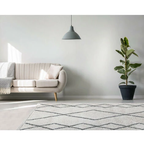 DELADECO Tapis Crème Ethnique De Salon Berbère Shaggy Cobh Crème 60x120 - Crème 2 DELADECO Tapis Crème Ethnique De Salon Berbère Shaggy Cobh Crème 60x120 - Crème – Image 2