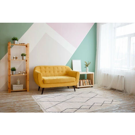 DELADECO Tapis Crème Ethnique De Salon Berbère Shaggy Cobh Crème 60x120 - Crème 3 DELADECO Tapis Crème Ethnique De Salon Berbère Shaggy Cobh Crème 60x120 - Crème – Image 3