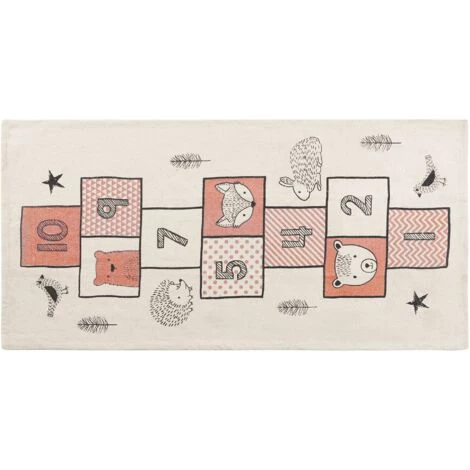 BELIANI Tapis En Tissu Rose 140x70cm - Rose 1 BELIANI Tapis En Tissu Rose 140x70cm - Rose