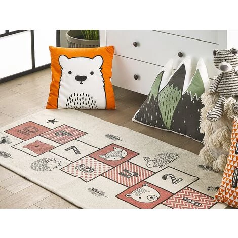 BELIANI Tapis En Tissu Rose 140x70cm - Rose 2 BELIANI Tapis En Tissu Rose 140x70cm - Rose – Image 2