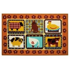 THEDECOFACTORY BIO LINE - <p>Tapis Antidérapant De Cuisine Imprimé Ferme 50x80 - Marron