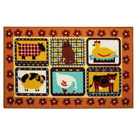 THEDECOFACTORY BIO LINE - <p>Tapis Antidérapant De Cuisine Imprimé Ferme 50x80 - Marron 1 THEDECOFACTORY BIO LINE - <p>Tapis Antidérapant De Cuisine Imprimé Ferme 50x80 - Marron
