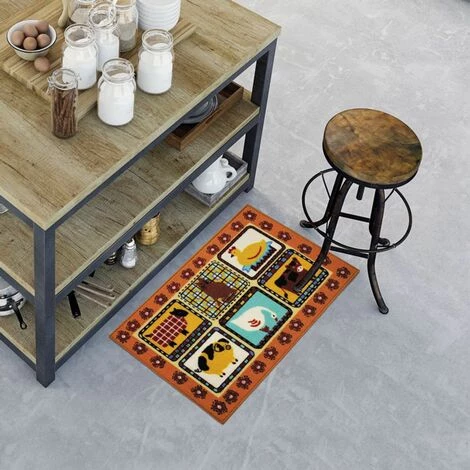 THEDECOFACTORY BIO LINE - <p>Tapis Antidérapant De Cuisine Imprimé Ferme 50x80 - Marron 4 THEDECOFACTORY BIO LINE - <p>Tapis Antidérapant De Cuisine Imprimé Ferme 50x80 - Marron – Image 4