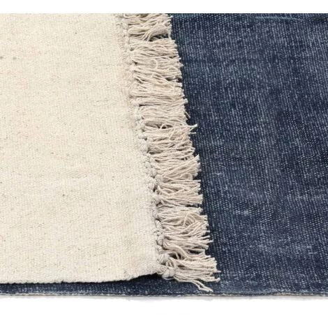 TRUE DEAL Tapis Kilim Coton 120 X 180 Cm Bleu 4 TRUE DEAL Tapis Kilim Coton 120 X 180 Cm Bleu – Image 4