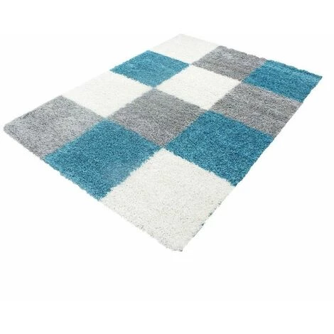 Tapis BOBOCHIC - Tapis Shaggy ANITA Motif Graphique 60x110 Bleu - Bleu 1 Tapis BOBOCHIC - Tapis Shaggy ANITA Motif Graphique 60x110 Bleu - Bleu