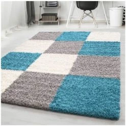 Tapis BOBOCHIC - Tapis Shaggy ANITA Motif Graphique 60x110 Bleu - Bleu 7 Tapis BOBOCHIC - Tapis Shaggy ANITA Motif Graphique 60x110 Bleu - Bleu -Tapis et paillasson Soldes 29296902 4