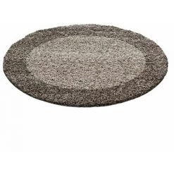 Tapis BOBOCHIC - Tapis Shaggy Rond VITA Uni 120x120 Taupe - Taupe