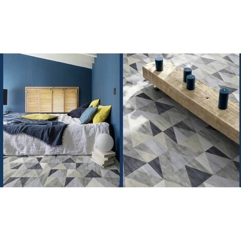 MADEINNATURE Tapis PVC Carreaux Ciment / Tapis PVC Différentes Tailles / Vinyle Idéal Style Suédois / Tapis De Passage / Recouvrement De Sol - 60x40cm - Diamond Blue. 3 MADEINNATURE Tapis PVC Carreaux Ciment / Tapis PVC Différentes Tailles / Vinyle Idéal Style Suédois / Tapis De Passage / Recouvrement De Sol - 60x40cm - Diamond Blue. – Image 3