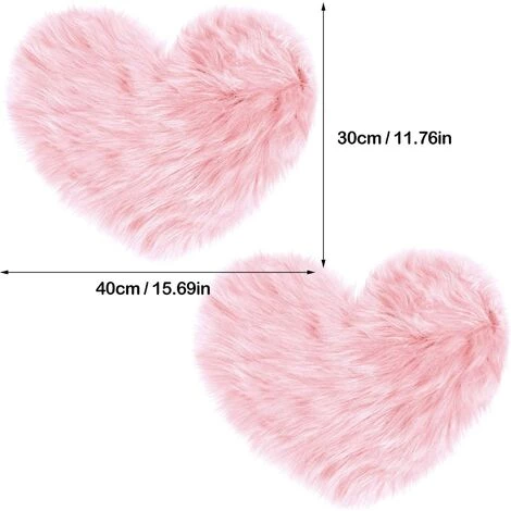BEARSU 2 Pièces Tapis Moelleux En Fausse Peau De Mouton Tapis En Forme De Coeur Tapis De Chambre Moelleux Pour Accueil Salon Canapé Étage Chambre, 12 X 16 Pouces (Rose) 4 BEARSU 2 Pièces Tapis Moelleux En Fausse Peau De Mouton Tapis En Forme De Coeur Tapis De Chambre Moelleux Pour Accueil Salon Canapé Étage Chambre, 12 X 16 Pouces (Rose) – Image 4