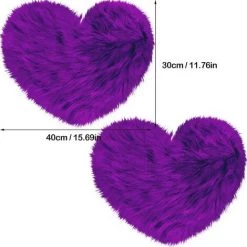 BEARSU 2 Pièces Tapis Moelleux En Fausse Peau De Mouton Tapis En Forme De Coeur Tapis De Chambre Moelleux Pour Accueil Salon Canapé Étage Chambre, 12 X 16 Pouces (Violet) -Tapis et paillasson Soldes 29667501 4