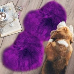 BEARSU 2 Pièces Tapis Moelleux En Fausse Peau De Mouton Tapis En Forme De Coeur Tapis De Chambre Moelleux Pour Accueil Salon Canapé Étage Chambre, 12 X 16 Pouces (Violet) -Tapis et paillasson Soldes 29667501 5