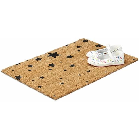 Relaxdays 10020168 Paillasson Fibres De Coco Tapis De Sol 60x40 Dessous Caoutchouc Antidérapant PVC ETOILES Porte Entrée Nature Tapis Entrée Terrasse Garage Jardin, Noir 3 Relaxdays 10020168 Paillasson Fibres De Coco Tapis De Sol 60x40 Dessous Caoutchouc Antidérapant PVC ETOILES Porte Entrée Nature Tapis Entrée Terrasse Garage Jardin, Noir – Image 3