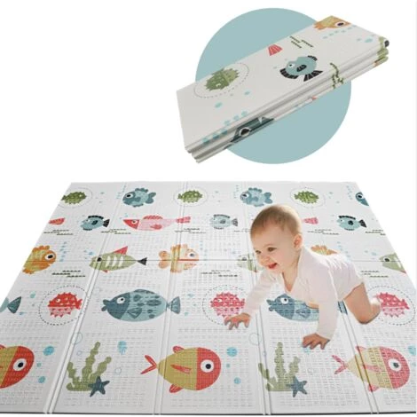 KEEPBUYING Tapis De Jeu Bebe,Tapis D'eveil Enfant Pliable Double Face Impermeable à L'eau Materiau XPE Non Toxique, Taille 200x180x1 Cm 1 KEEPBUYING Tapis De Jeu Bebe,Tapis D'eveil Enfant Pliable Double Face Impermeable à L'eau Materiau XPE Non Toxique, Taille 200x180x1 Cm
