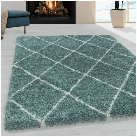 Tapis BOBOCHIC - Tapis Shaggy LANA Motif Berbère 60x110 Bleu - Bleu 2 Tapis BOBOCHIC - Tapis Shaggy LANA Motif Berbère 60x110 Bleu - Bleu – Image 2