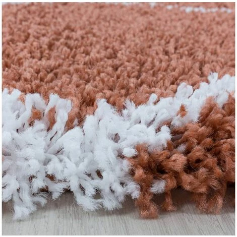 Tapis BOBOCHIC - Tapis Shaggy Rond LANA Motif Berbère 80x80 Orange - Orange 2 Tapis BOBOCHIC - Tapis Shaggy Rond LANA Motif Berbère 80x80 Orange - Orange – Image 2