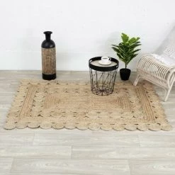 HOMEMAISON Tapis Rectangulaire En Jute Ajouré Beige 120 X 170 Cm - Beige