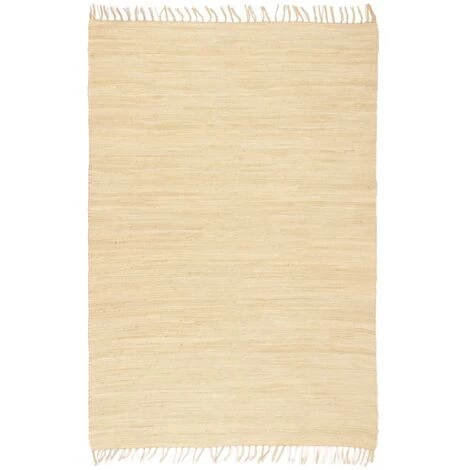 TRUE DEAL Tapis Chindi Coton Tissé à La Main 80 X 160 Cm Crème 1 TRUE DEAL Tapis Chindi Coton Tissé à La Main 80 X 160 Cm Crème