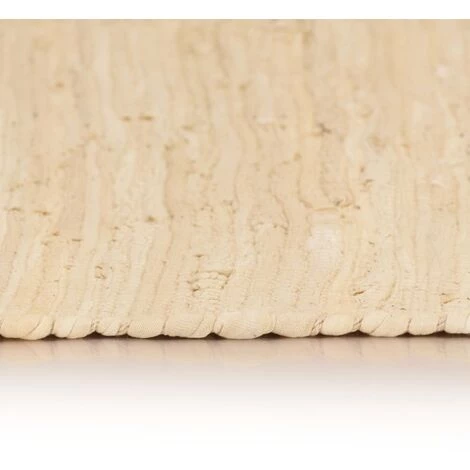 TRUE DEAL Tapis Chindi Coton Tissé à La Main 80 X 160 Cm Crème 3 TRUE DEAL Tapis Chindi Coton Tissé à La Main 80 X 160 Cm Crème – Image 3