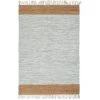 TRUE DEAL Tapis Chindi Tissé à La Main Cuir 80x160 Cm Gris Clair Et Brun