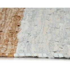 TRUE DEAL Tapis Chindi Tissé à La Main Cuir 80x160 Cm Gris Clair Et Brun -Tapis et paillasson Soldes 30811803 3