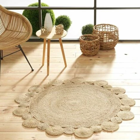 DOUCEUR D'INTÉRIEUR Tapis Rond Jute Ajouré 120cm Cordou - Beige 2 DOUCEUR D'INTÉRIEUR Tapis Rond Jute Ajouré 120cm Cordou - Beige – Image 2