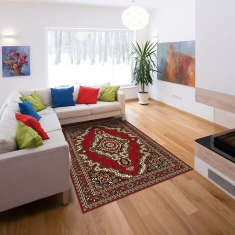 DEZENCO Tapis Salon 80x150 Cm Rectangulaire SAHARA 05 Rouge Chambre Adapté Au Chauffage Par Le Sol - Rouge 1 DEZENCO Tapis Salon 80x150 Cm Rectangulaire SAHARA 05 Rouge Chambre Adapté Au Chauffage Par Le Sol - Rouge