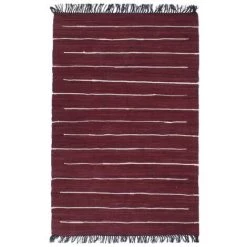DéCOSHOP26 Tapis Chindi Coton Tissé à La Main 80 X 160 Cm Bordeaux - Or
