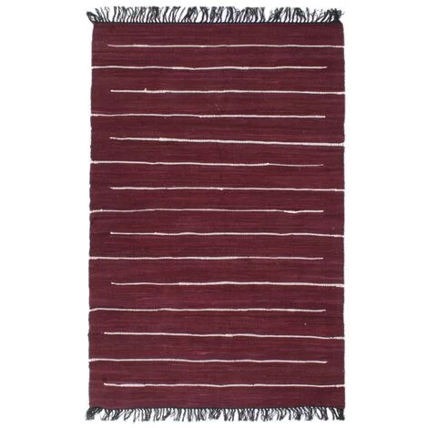 DéCOSHOP26 Tapis Chindi Coton Tissé à La Main 80 X 160 Cm Bordeaux - Or 1 DéCOSHOP26 Tapis Chindi Coton Tissé à La Main 80 X 160 Cm Bordeaux - Or