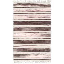 DéCOSHOP26 Tapis Chindi Tissé à La Main Coton 80x160 Cm Bordeaux Et Blanc - Or